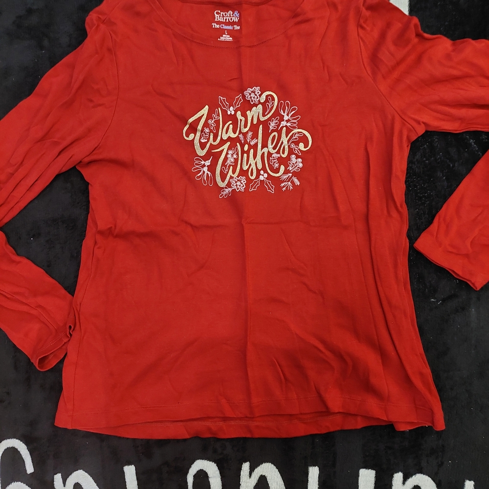Croft & Barrow Red Long‎ Sleeve Top